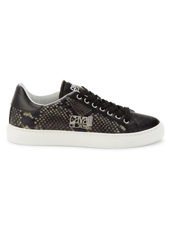 Cavalli Class by Roberto Cavalli Snakeskin Embossed Leather Sneakers